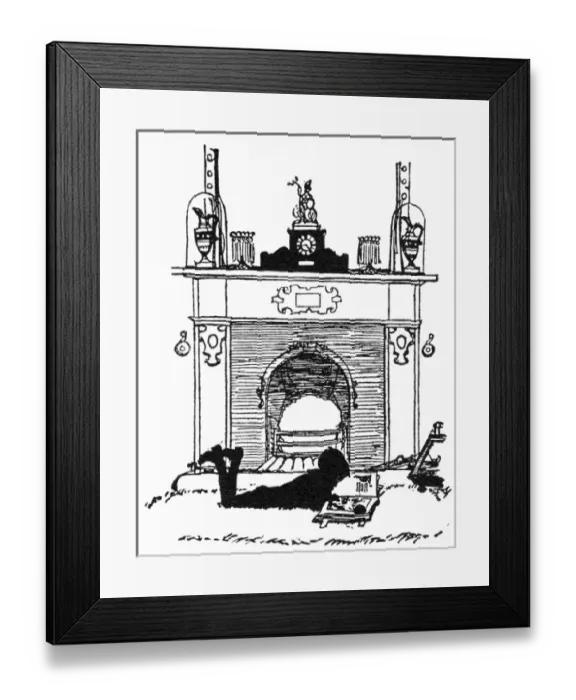 Framed Print : Boy reading at the fireside Framed Print : Boy reading at the fireside