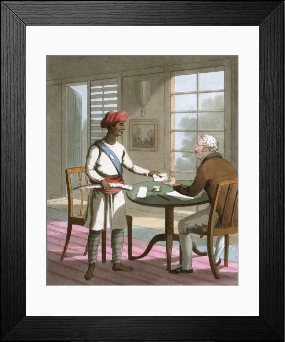 Framed Print : European Gentleman delivering a letter