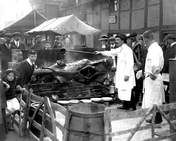 Ox roasting at Stratford-upon-Avon Mop Fair