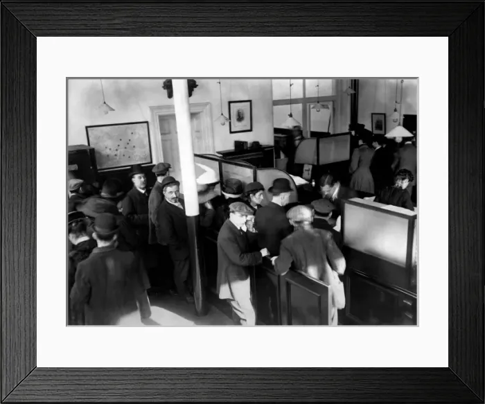 Framed Print : Panic at the National Penny Bank, East London Framed Print : Panic at the National Penny Bank, East London