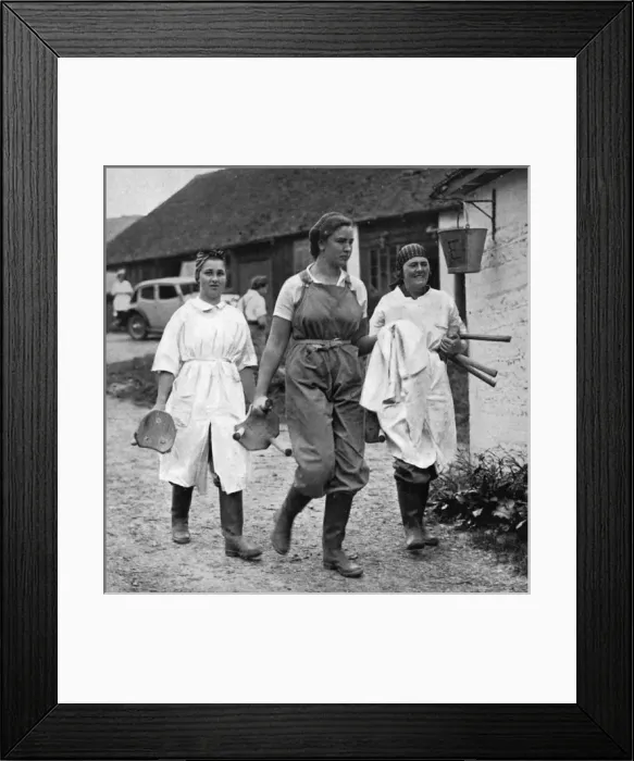 Framed Print : Trainee milkmaids, Womens Land Army, 1939 Framed Print : Trainee milkmaids, Womens Land Army, 1939