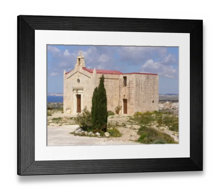 Framed Print : Bingemma Chapel with Mgarr church Framed Print : Bingemma Chapel with Mgarr church