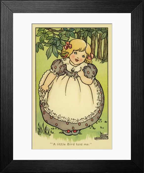Framed Print : Girl in garden with robin Framed Print : Girl in garden with robin