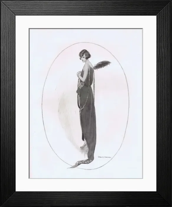 Framed Print : Art deco fashion sketch from Maison Ross, London, 1921 Framed Print : Art deco fashion sketch from Maison Ross, London, 1921
