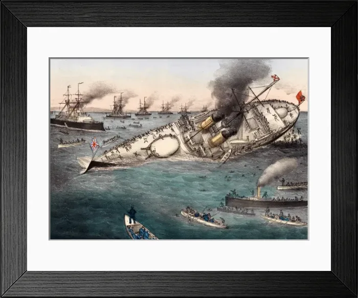 Framed Print : Sinking of the British Battle Ship Victoria Off Tripoli, Syr Framed Print : Sinking of the British Battle Ship Victoria Off Tripoli, Syr