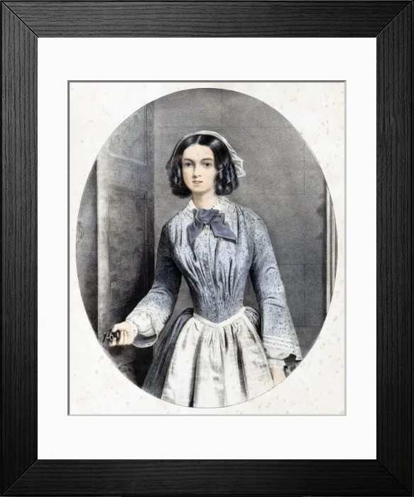 Framed Print : Maid answering the door