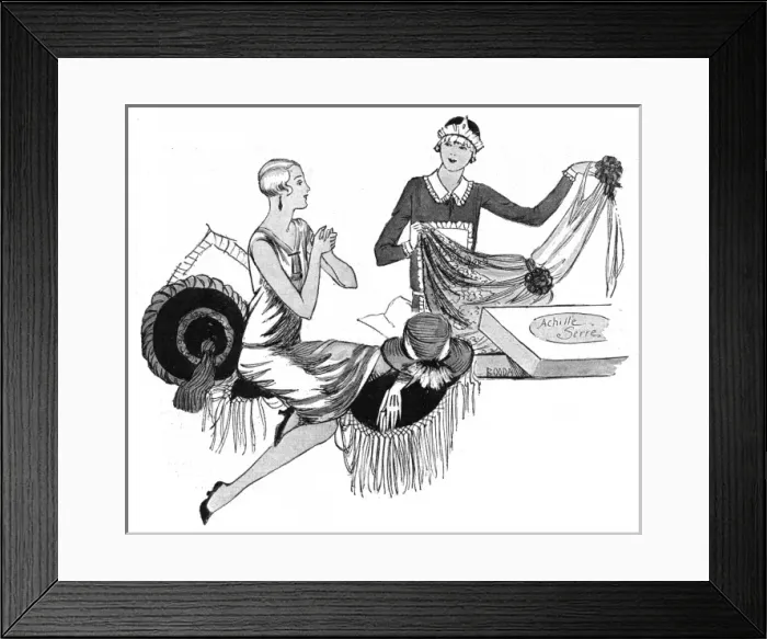 Framed Print : Maid presents dry-cleaned dress to a lady Framed Print : Maid presents dry-cleaned dress to a lady