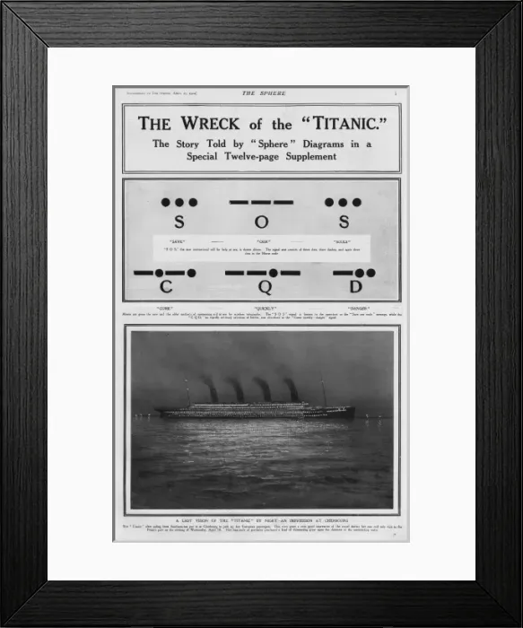 Framed Print : The Wreck of the Titanic - page from the Sphere Framed Print : The Wreck of the Titanic - page from the Sphere