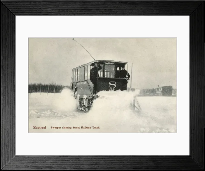 Framed Print : An early snowplough tram in Montreal, Canada Framed Print : An early snowplough tram in Montreal, Canada