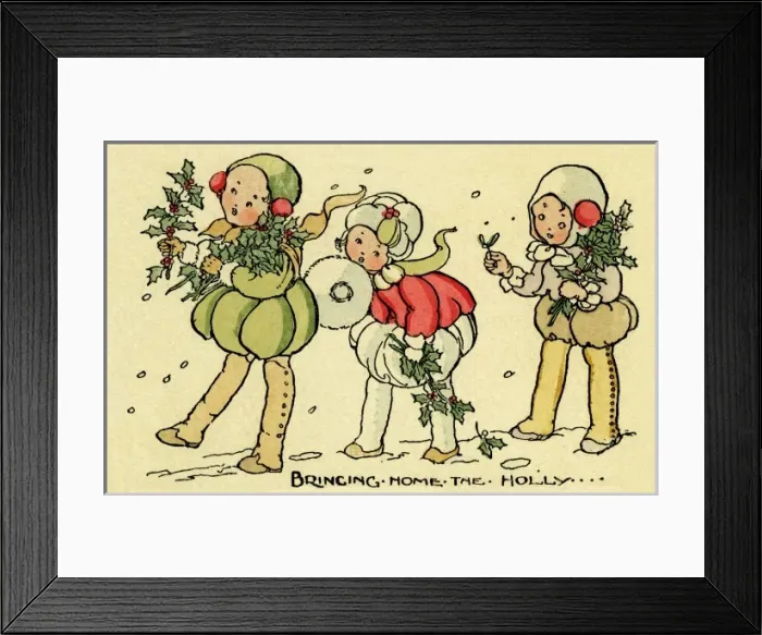 Framed Print : Children carrying sprigs of holly Framed Print : Children carrying sprigs of holly