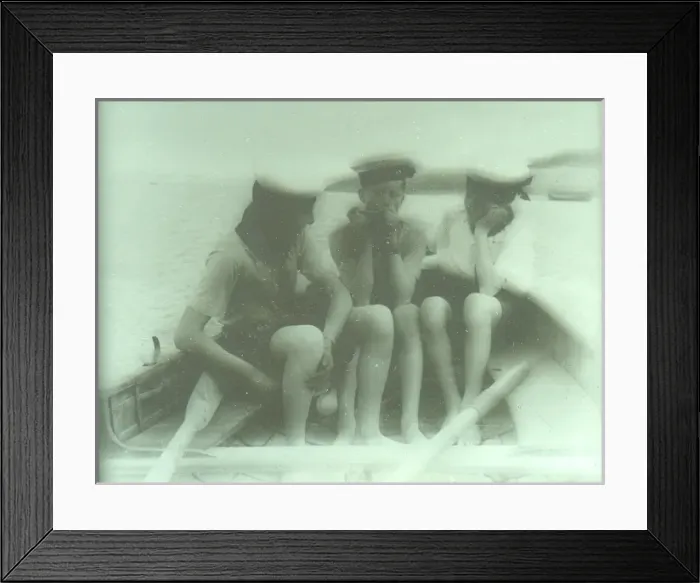 Framed Print : Three Sea Scouts in a dinghy off TS Mercury Framed Print : Three Sea Scouts in a dinghy off TS Mercury