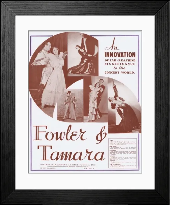 Framed Print : Advert for the dancing team of Fowler and Tamara, New York Framed Print : Advert for the dancing team of Fowler and Tamara, New York