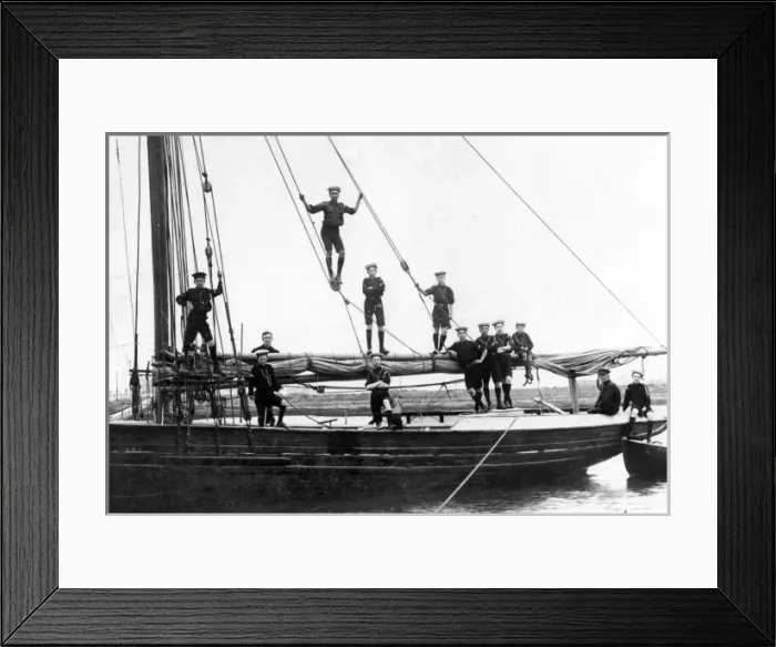 Framed Print : Sea Scouts on board a yacht, Walton-on-the-Naze, Essex Framed Print : Sea Scouts on board a yacht, Walton-on-the-Naze, Essex