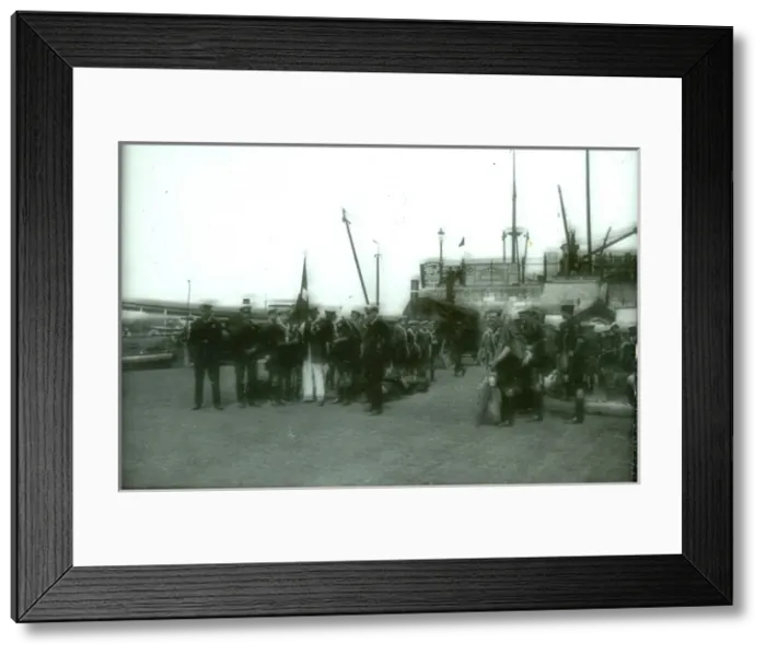 Framed Print : Sea Scouts assembling on a quay Framed Print : Sea Scouts assembling on a quay