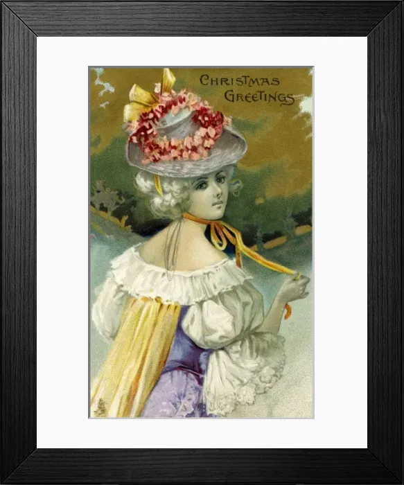 Framed Print : A French beauty in a Christmas setting Framed Print : A French beauty in a Christmas setting