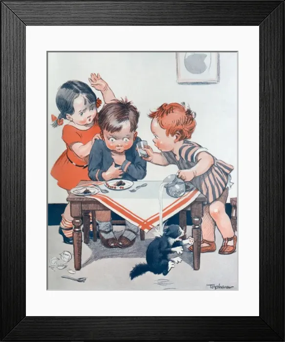 Framed Print : A small boy choking on a plumb Framed Print : A small boy choking on a plumb