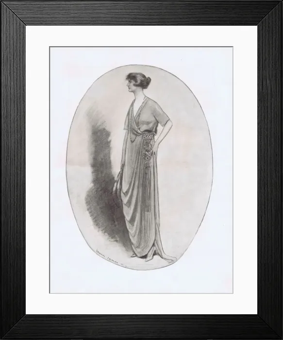 Framed Print : Art deco fashion sketch of Miss Lydia Bilbrooke in a Lucile Framed Print : Art deco fashion sketch of Miss Lydia Bilbrooke in a Lucile