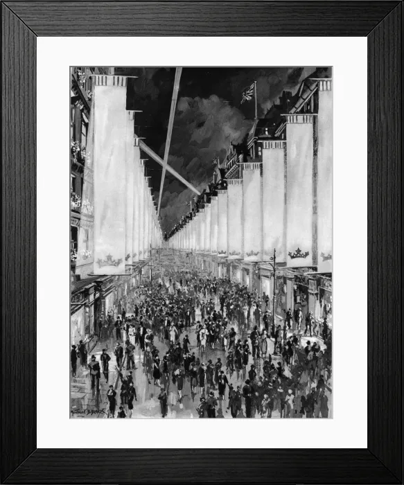 Framed Print : Coronation 1937 - Bond Street arrayed in white Framed Print : Coronation 1937 - Bond Street arrayed in white
