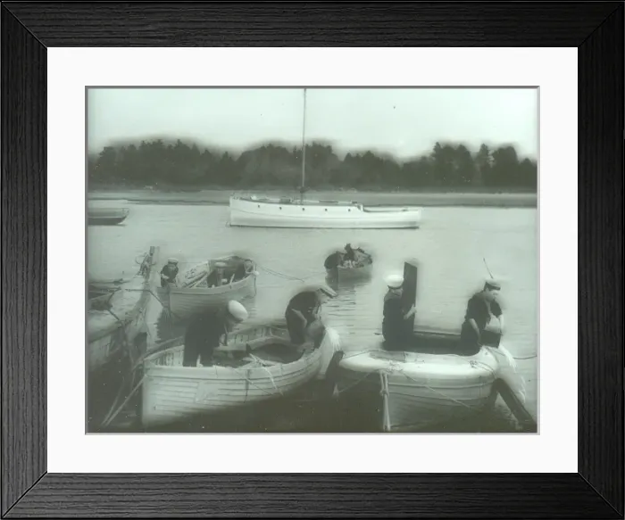 Framed Print : Sea Scouts bailing out water from boats, Lower Thames Framed Print : Sea Scouts bailing out water from boats, Lower Thames