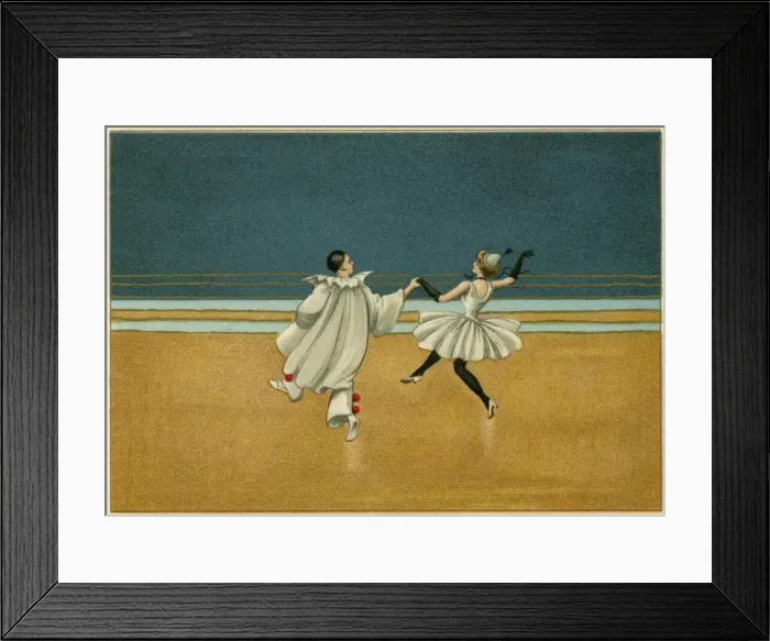 Framed Print : Pierrot & pierette in white dancing Framed Print : Pierrot & pierette in white dancing