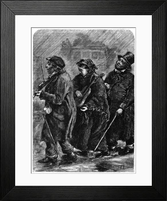 Framed Print : Street music: A November day, 1872 Framed Print : Street music: A November day, 1872