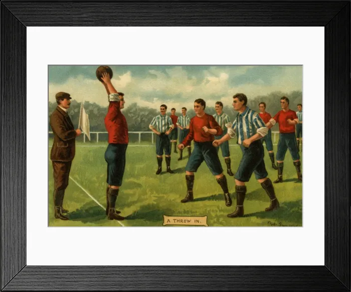 Framed Print : Football: A throw in'. Date: c.1904 Framed Print : Football: A throw in'. Date: c.1904