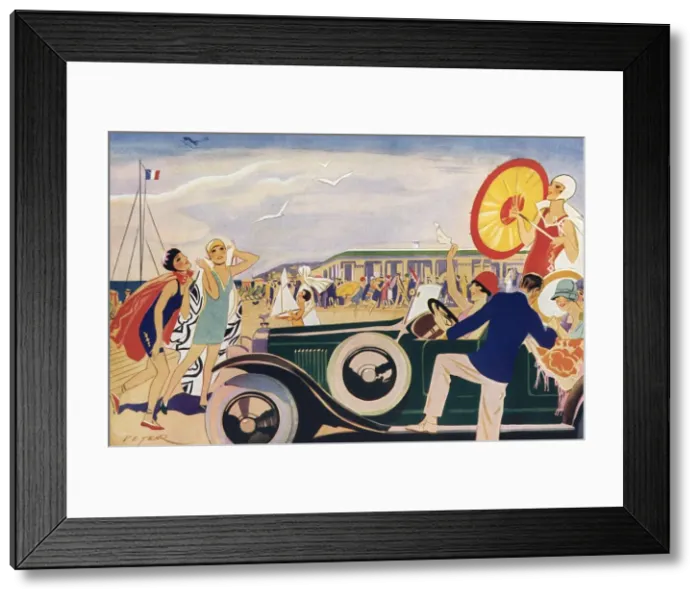 Framed Print : Sur La Plage de Deauville by Peter, 1927 Framed Print : Sur La Plage de Deauville by Peter, 1927