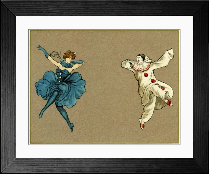 Framed Print : Pierrot & pierette in blue dancing Framed Print : Pierrot & pierette in blue dancing