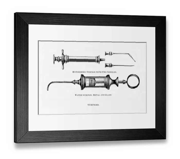 Framed Print : Hypodermic syringes Framed Print : Hypodermic syringes