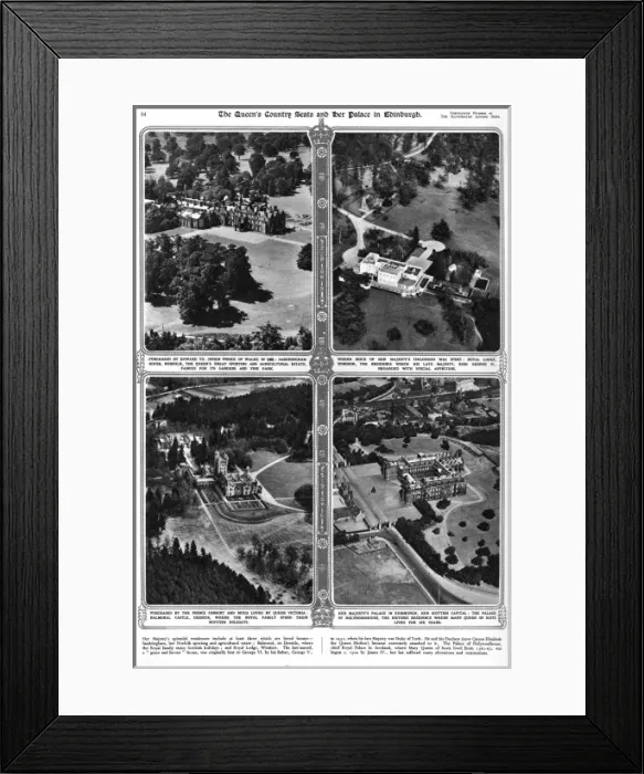 Framed Print : The Queens country seats and Holyrood House Framed Print : The Queens country seats and Holyrood House