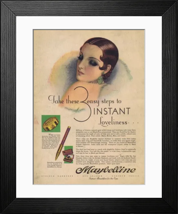 Framed Print : Advert for Maybelline, 1931 Framed Print : Advert for Maybelline, 1931