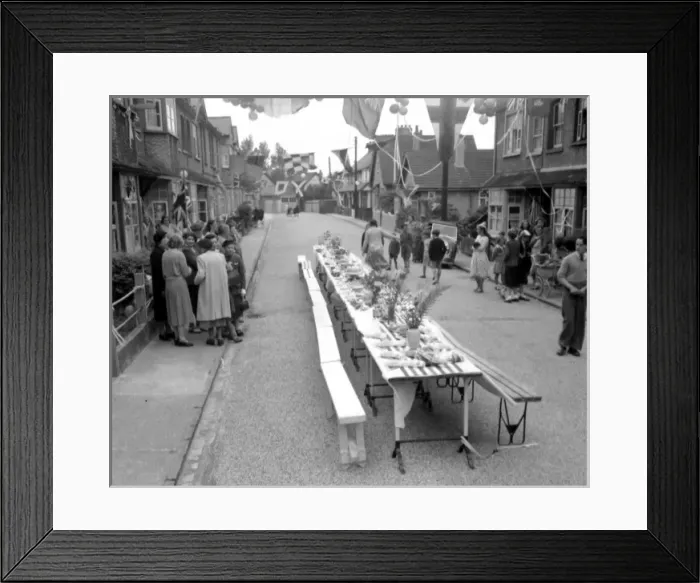 Framed Print : Coronation street party, Walton-on-the-Naze, Essex Framed Print : Coronation street party, Walton-on-the-Naze, Essex
