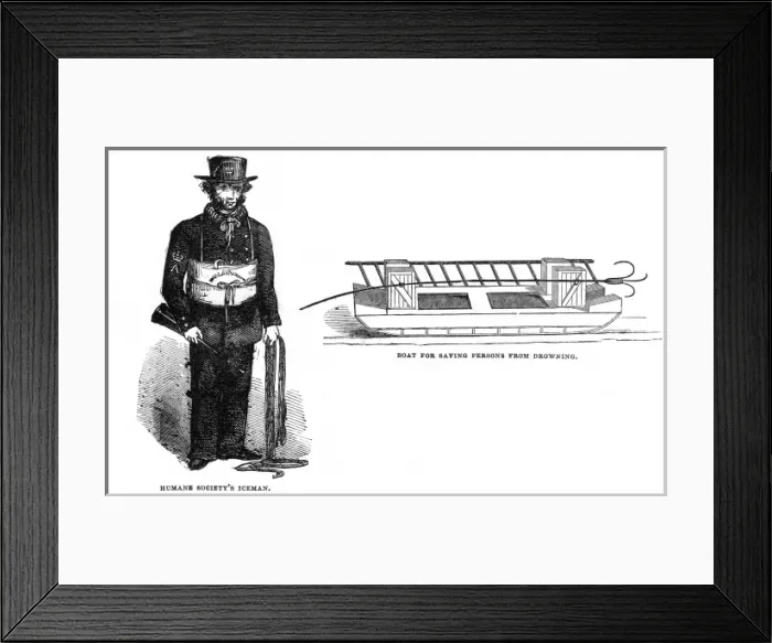 Framed Print : Humane Society Iceman and boat for rescuing Framed Print : Humane Society Iceman and boat for rescuing