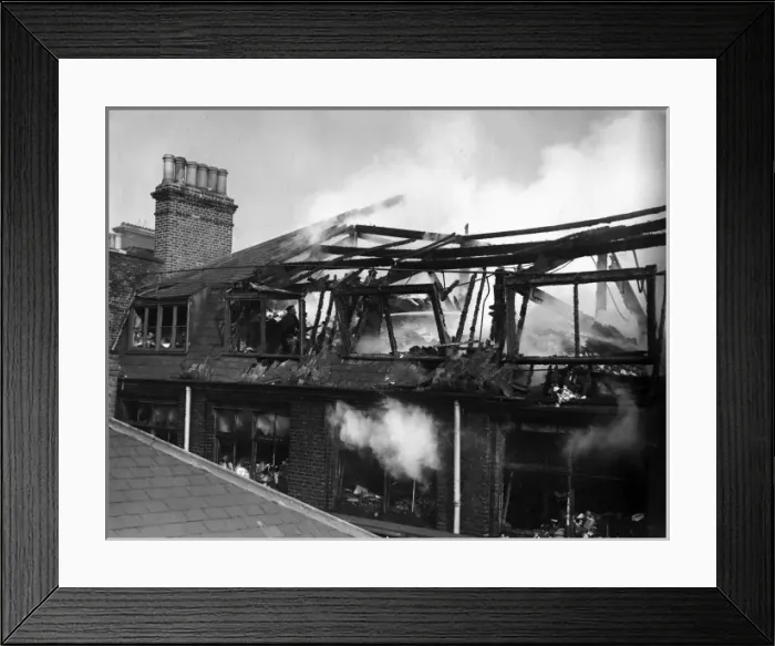 Framed Print : Aftermath of fire, Salisbury Square, London Framed Print : Aftermath of fire, Salisbury Square, London