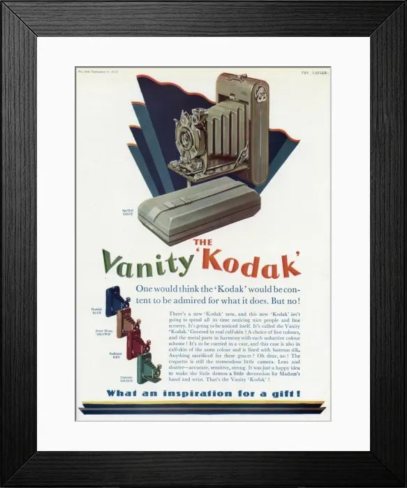 Framed Print : Advert for The Vanity Kodak 1926 Framed Print : Advert for The Vanity Kodak 1926