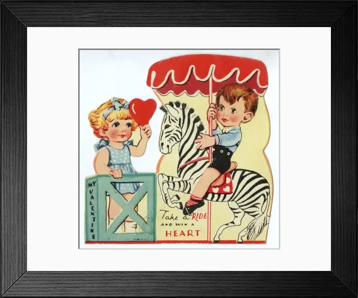 Framed Print : Valentines card with cute children Framed Print : Valentines card with cute children