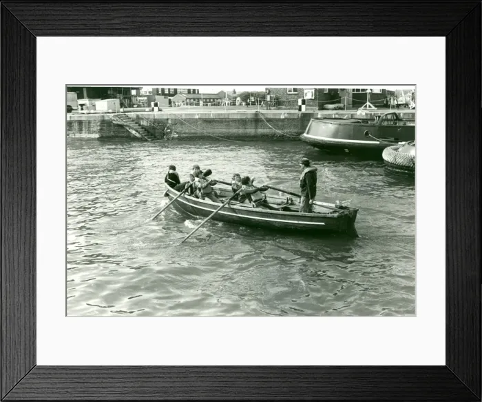 Framed Print : Sea Scouts rowing whaler, London Docks Framed Print : Sea Scouts rowing whaler, London Docks