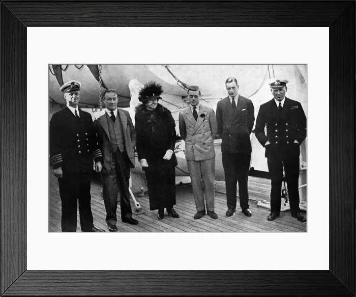 Framed Print : Prince of Wales, Prince George and Stanley Baldwin on board Framed Print : Prince of Wales, Prince George and Stanley Baldwin on board