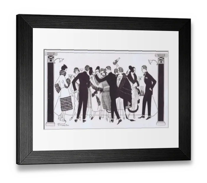 Framed Print : A sketch of the party at a Parisian Music Hall premier, 1921 Framed Print : A sketch of the party at a Parisian Music Hall premier, 1921