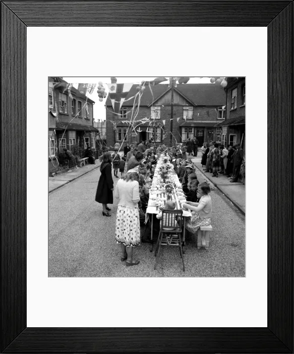 Framed Print : Coronation street party, Walton-on-the-Naze, Essex Framed Print : Coronation street party, Walton-on-the-Naze, Essex
