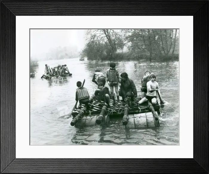 Framed Print : Oil drum raft racing, Longridge Centre Framed Print : Oil drum raft racing, Longridge Centre