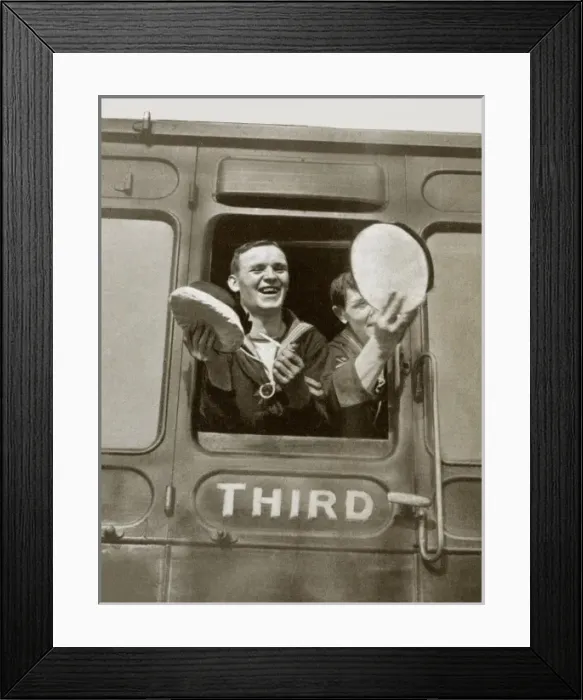 Framed Print : Sailor on a train Framed Print : Sailor on a train