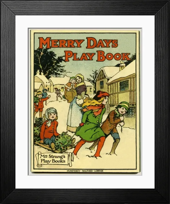 Framed Print : Christmas. Children pulling a sled Framed Print : Christmas. Children pulling a sled