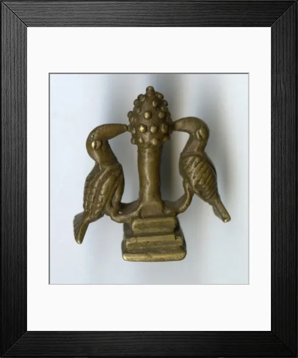 Framed Print : Brass ornament, two birds and tree Framed Print : Brass ornament, two birds and tree