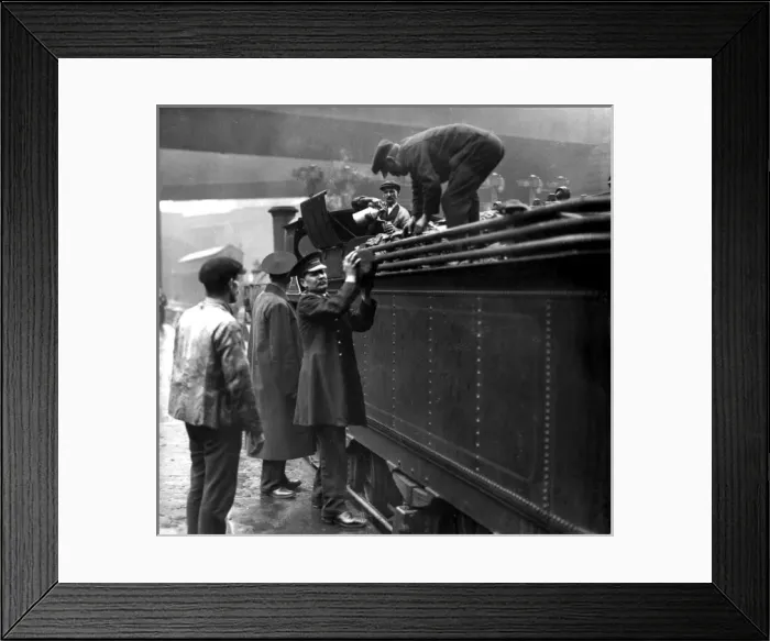 Framed Print : Refilling engine tender during rail strike Framed Print : Refilling engine tender during rail strike