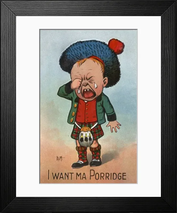 Framed Print : Scottish laddie wails for his porridge Framed Print : Scottish laddie wails for his porridge