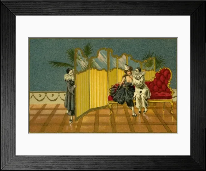 Framed Print : Two pierrots and a pierrette Framed Print : Two pierrots and a pierrette