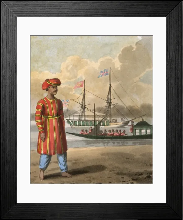 Framed Print : Marquis of Wellesleys Boatman, India Framed Print : Marquis of Wellesleys Boatman, India