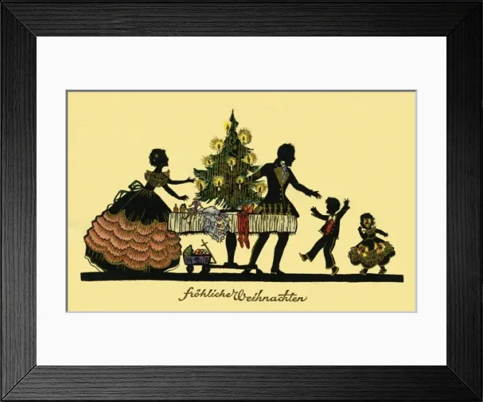 Framed Print : Silhouette. Family celebrate Xmas Framed Print : Silhouette. Family celebrate Xmas