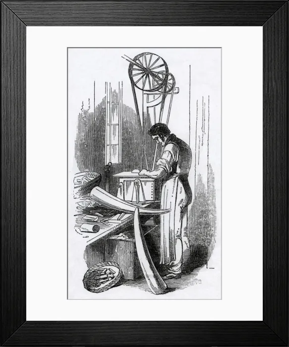 Framed Print : Cutting Ivory Handles with a Circular Saw at a Sheffield Ste Framed Print : Cutting Ivory Handles with a Circular Saw at a Sheffield Ste